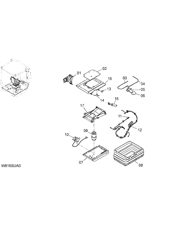 Схема запчастей Hitachi ZW220 - 122_AIR-SUSPENSION(GRAMMER) (000101-004999, 005101-). 04 CAB