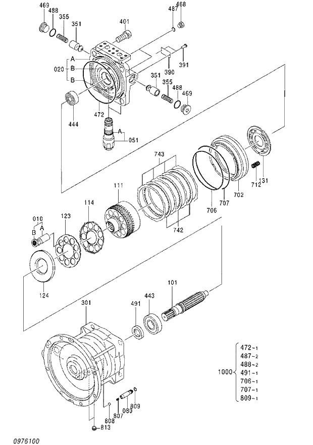 Схема запчастей Hitachi ZX250K-5G - 002 MOTOR;OIL (SWING) 02 MOTOR