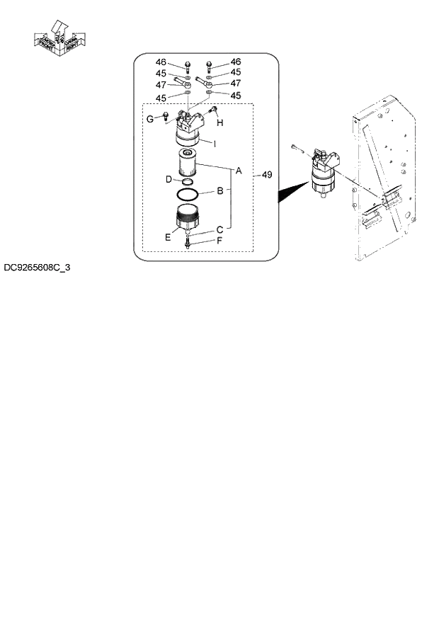 Схема запчастей Hitachi ZX140W-3 - 028 FUEL MAIN FILTER ( CEB 002001-002047, CED 002001-002062). 01 UPPERSTRUCTURE