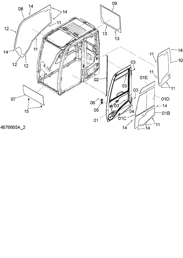 Схема запчастей Hitachi ZX140W-3 - 149 CAB (2) ( CEB CED 002001-, CEA 020001-). 01 UPPERSTRUCTURE