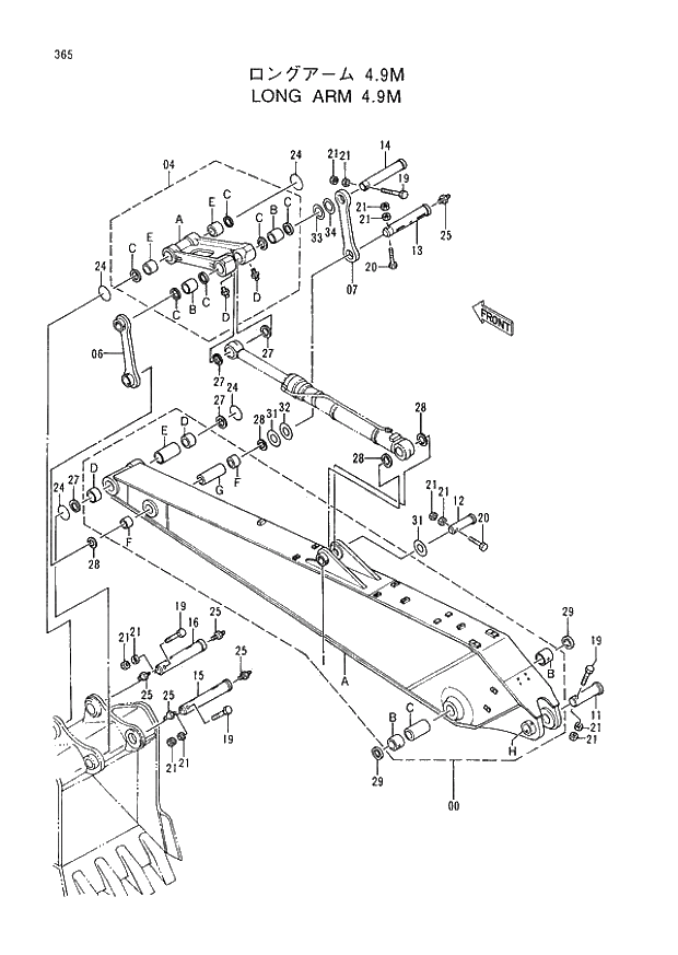 Схема запчастей Hitachi EX400LCH-3 - 365 LONG ARM 4.9M (005001 -). 03 BACKHOE ATTACHMENTS