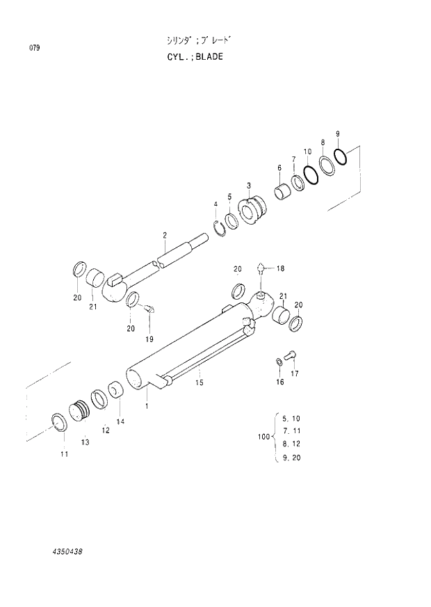 Схема запчастей Hitachi EX60-3 - 079 BLADE CYLINDER (040001 -). 04 CYLINDER