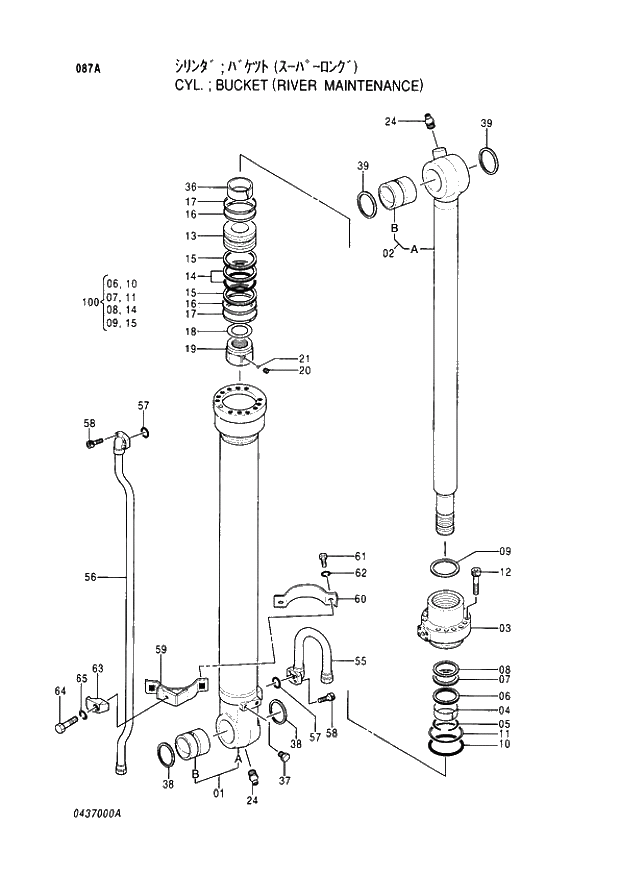 Схема запчастей Hitachi EX220-3 - 087 BUCKET CYLINDER RIVER MAINTENANCE. 04CYLINDER
