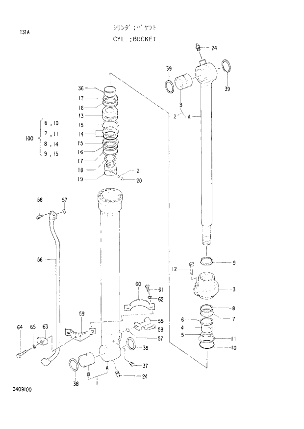 Схема запчастей Hitachi EX120-2 - 131 BUCKET CYLINDER (030001 -). 04 CYLINDER