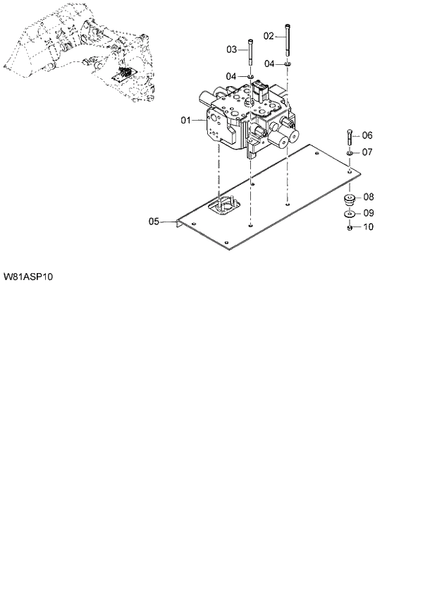 Схема запчастей Hitachi ZW250 - 154_AIN CONTROL VALVE(2-SPOOL)(2SP) (000101-004999, 005101-). 06 HYDRAULIC SYSTEM
