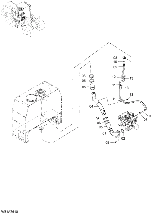 Схема запчастей Hitachi ZW250 - 156_MAIN PIPING(1) (000101-004999, 005101-). 06 HYDRAULIC SYSTEM