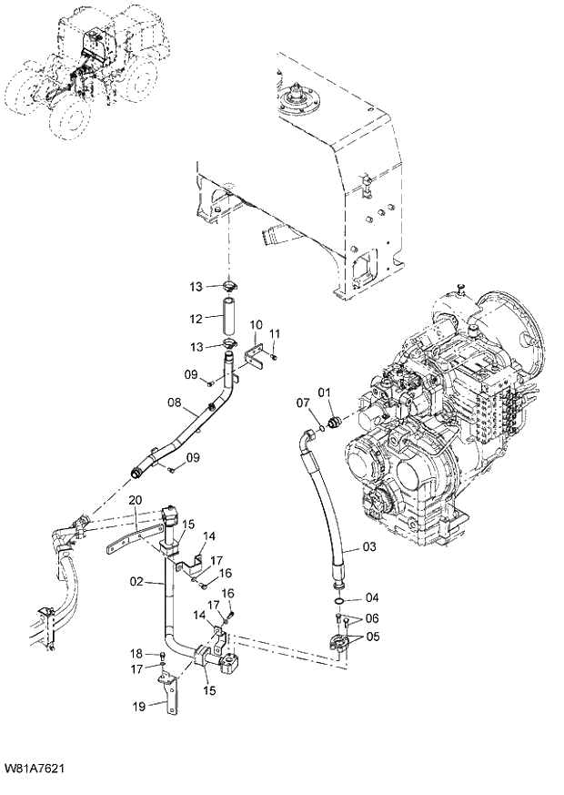 Схема запчастей Hitachi ZW250 - 158_MAIN PIPING(2) (000267-004999, 006111-). 06 HYDRAULIC SYSTEM