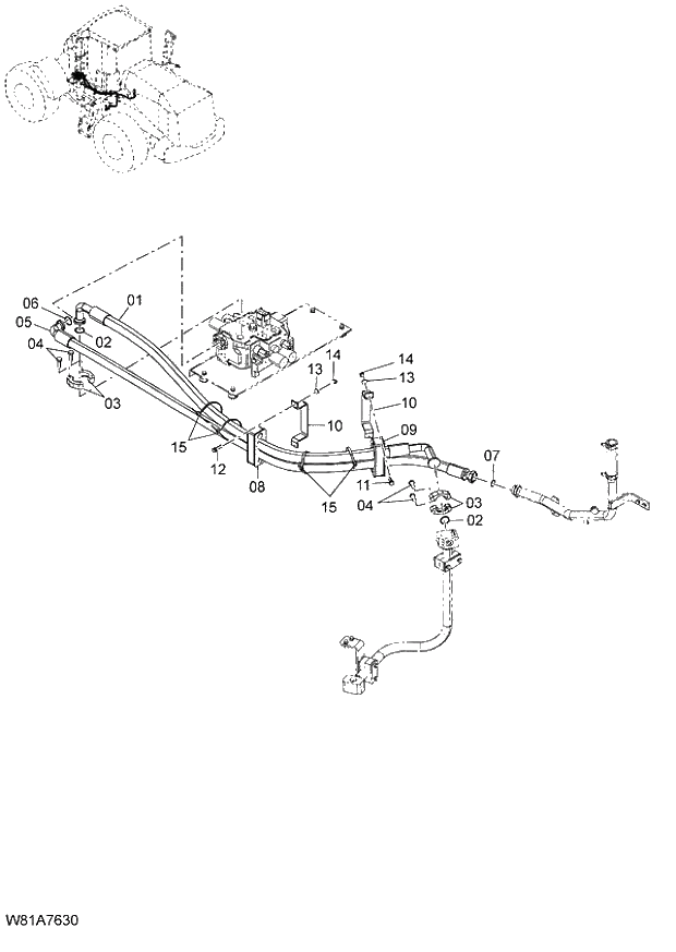 Схема запчастей Hitachi ZW250 - 159_MAIN PIPING(3) (000101-004999, 005101-). 06 HYDRAULIC SYSTEM
