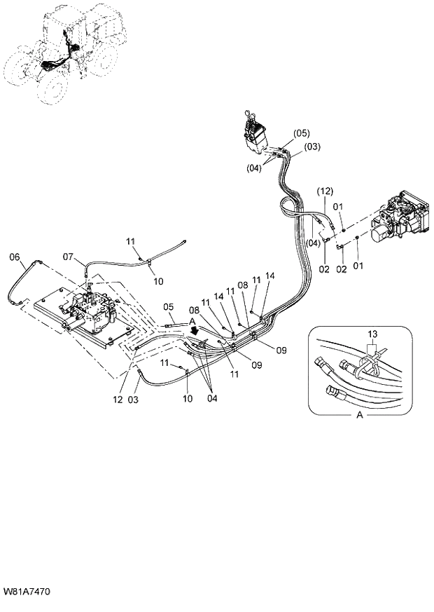 Схема запчастей Hitachi ZW250 - 171_PILOT PIPING(7) (000101-004999, 005101-). 06 HYDRAULIC SYSTEM