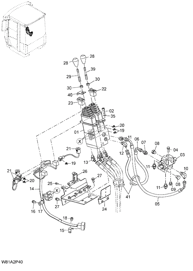 Схема запчастей Hitachi ZW250 - 174_PILOT PIPING(2-SPOOL) 6CH,HCH,HEH,HXH (2PL003) (006130-007999, 008214-). 06 HYDRAULIC SYSTEM