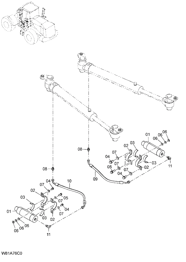 Схема запчастей Hitachi ZW250 - 194_STEERING PARTS(ACCUMULATOR)(1) (000101-004999, 005101-). 06 HYDRAULIC SYSTEM