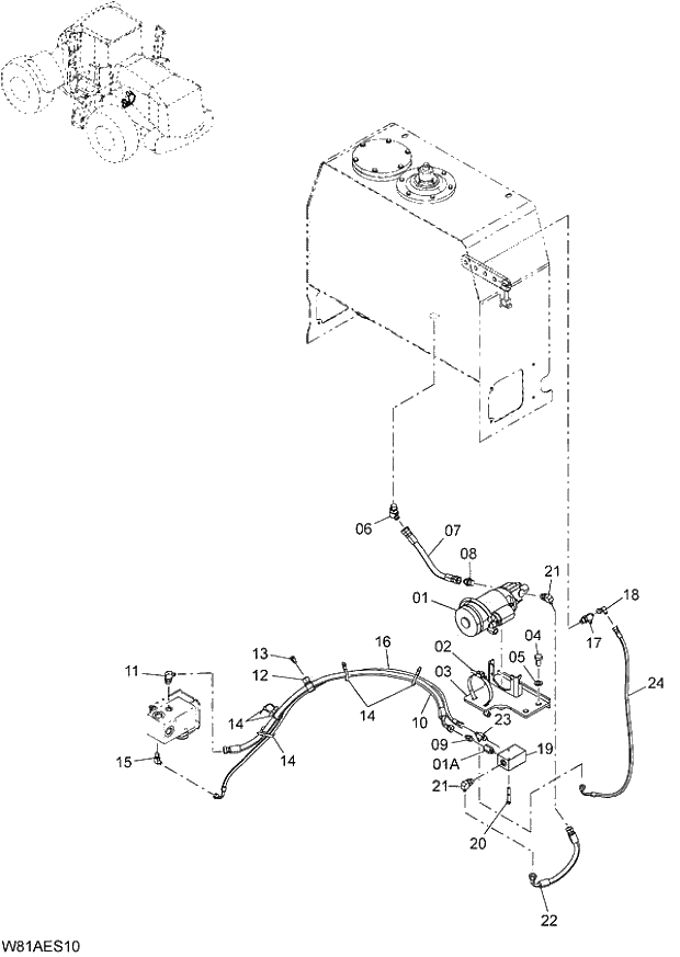 Схема запчастей Hitachi ZW250 - 202_EMERGENCY STEERING(1-1)(ES) (000101-004999, 005101-). 06 HYDRAULIC SYSTEM