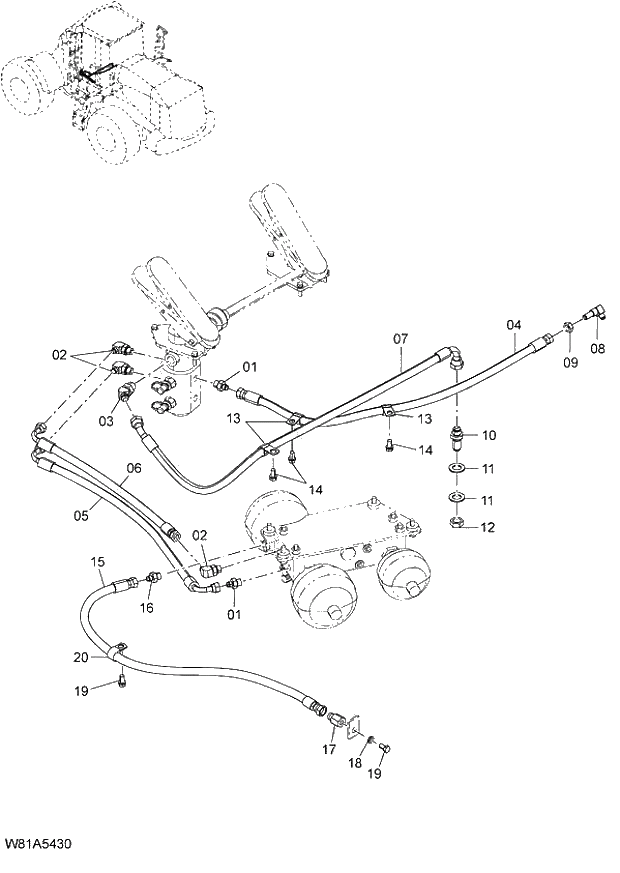Схема запчастей Hitachi ZW250 - 208_BRAKE PIPING(3) (000101-004999, 005101-). 06 HYDRAULIC SYSTEM