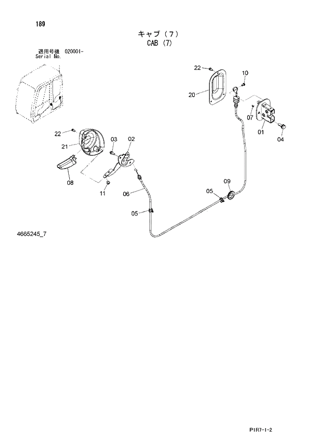 Схема запчастей Hitachi ZX110-3 - 189_CAB (7) (020001 -). 01 UPPERSTRUCTURE