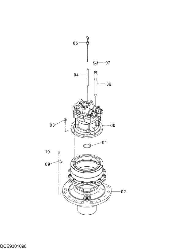 Схема запчастей Hitachi ZX470R-5G - 004 SWING DEVICE (L) 02 MOTOR