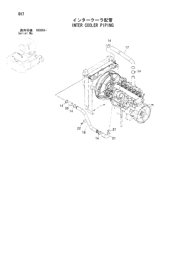 Схема запчастей Hitachi ZX210LCK - 017 INTER COOLER PIPING. 01 UPPERSTRUCTURE