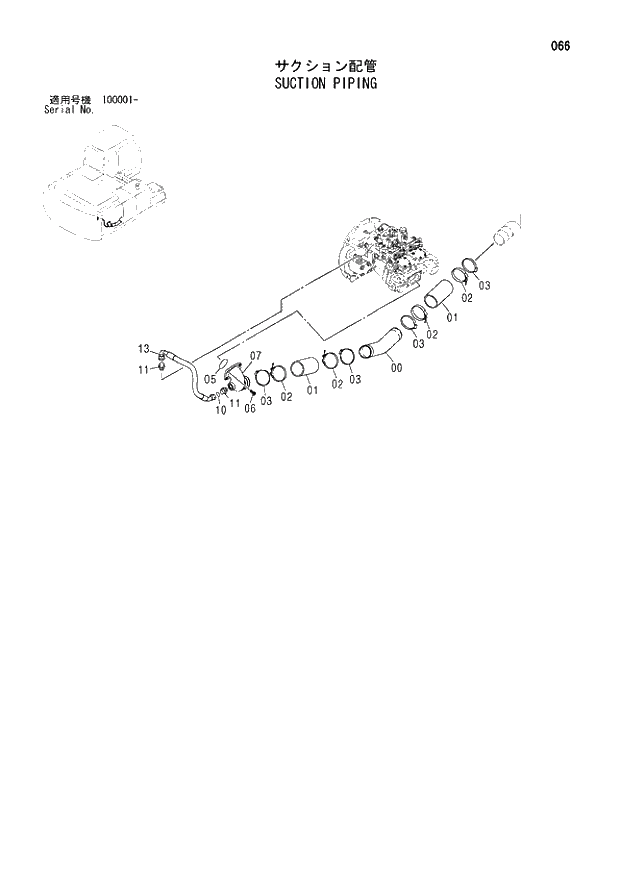 Схема запчастей Hitachi ZX210LCK - 066 SUCTION PIPING. 01 UPPERSTRUCTURE