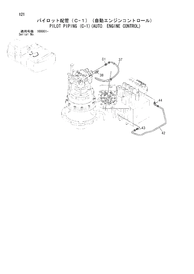 Схема запчастей Hitachi ZX210 - 121 PILOT PIPING (C-1)(AUTO ENGINE CONTROL). 01 UPPERSTRUCTURE