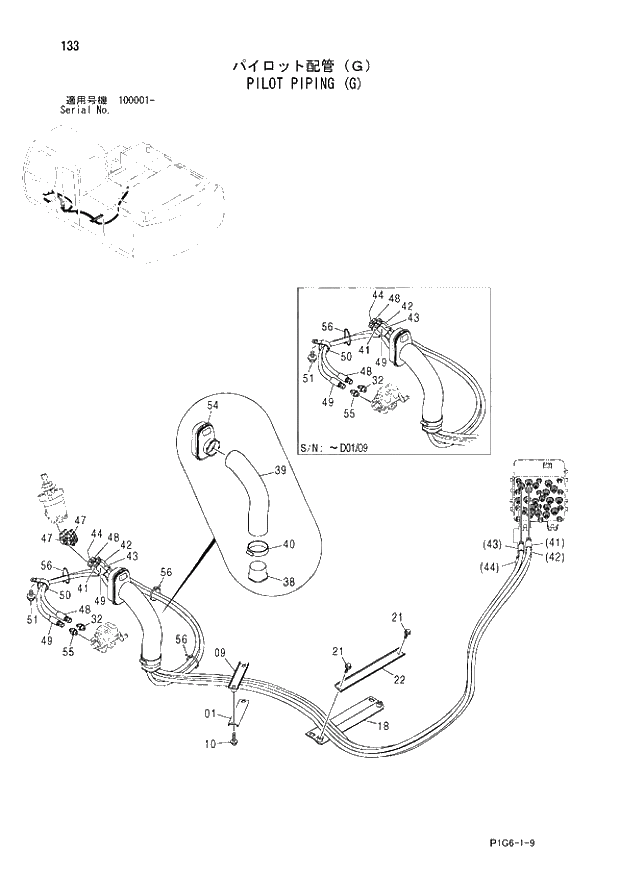 Схема запчастей Hitachi ZX210LCK - 133 PILOT PIPING (G). 01 UPPERSTRUCTURE
