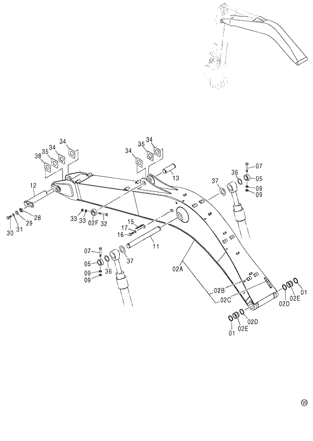 Схема запчастей Hitachi ZX120 - 239_STD. BOOM (060001-). 03 MONO BOOM FRONT-END ATTACHMENTS