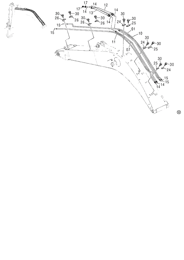 Схема запчастей Hitachi ZX120 - 253_FRONT PIPING (MONO BOOM) (060001-). 03 MONO BOOM FRONT-END ATTACHMENTS