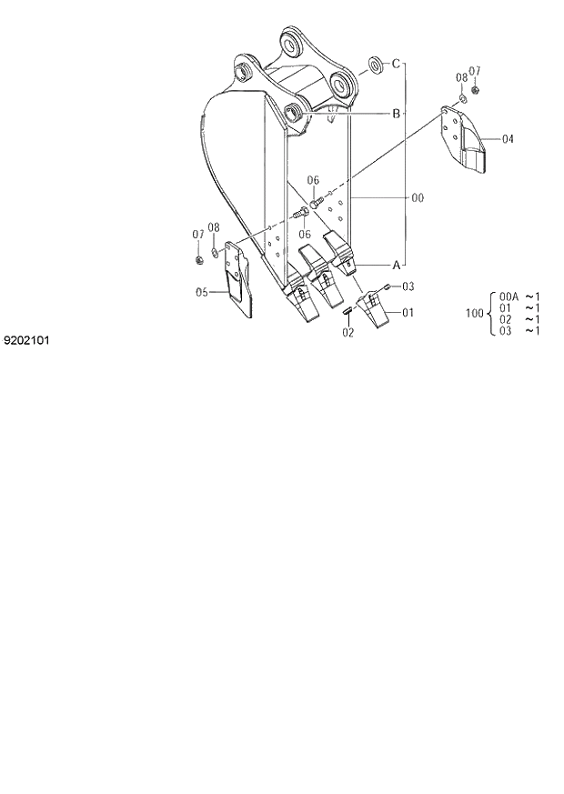 Схема запчастей Hitachi ZX130H - 264_BUCKET 0.19m3 (JIS 94) (060001-). 03 MONO BOOM FRONT-END ATTACHMENTS