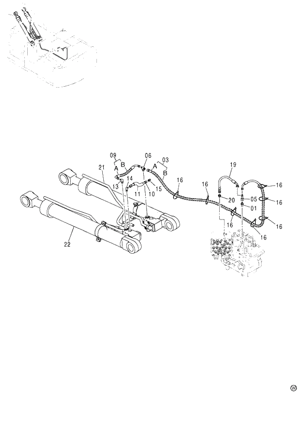 Схема запчастей Hitachi ZX120-E - 278_HOSE RUPTURE VALVE PIPING (BOOM)(1)(ISO SPEC.) (060001-). 03 MONO BOOM FRONT-END ATTACHMENTS