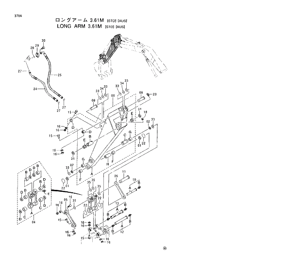 Схема запчастей Hitachi EX230LCH-5 - 379 LONG ARM (3.61M)(STD)(AUS) 03 FRONT