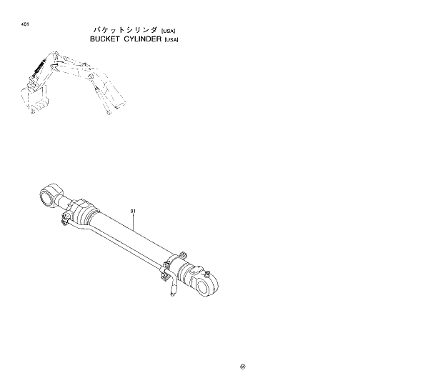Схема запчастей Hitachi EX220LC-5 - 401 BUCKET CYLINDER (USA) 03 FRONT