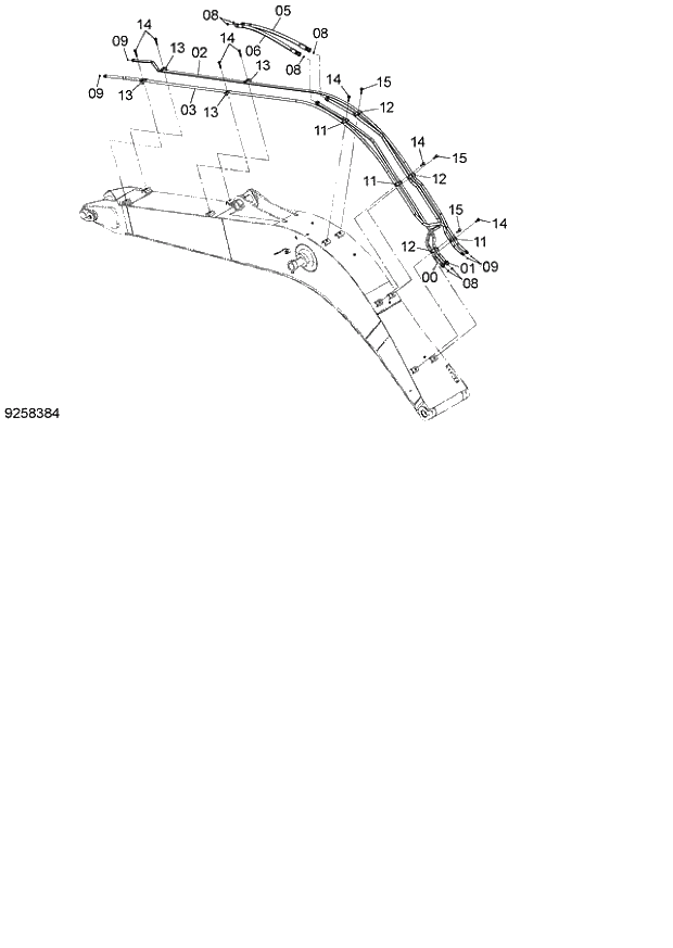 Схема запчастей Hitachi ZX140W-3 - 256 FRONT PIPING (MONO BOOM) ( CEB CED 002001-, CEA 020001-). 03 FRONT-END ATTACHMENTS(MONO-BOOM)