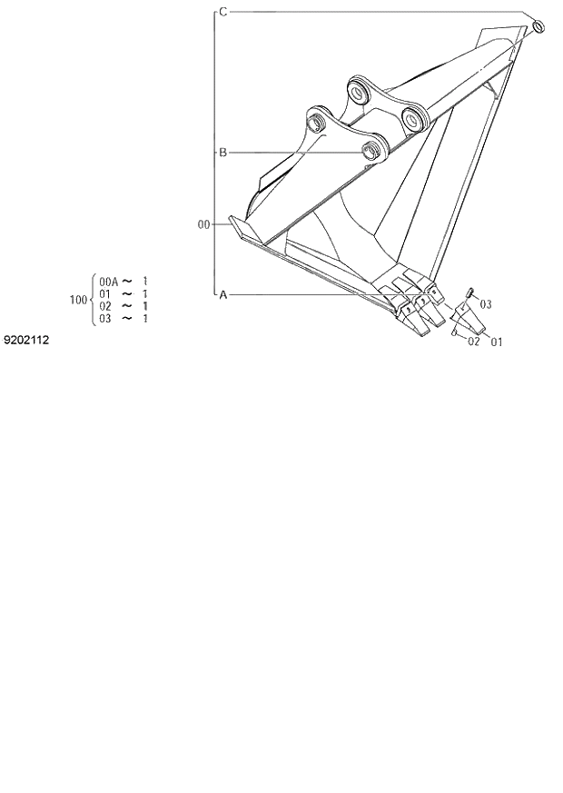 Схема запчастей Hitachi ZX140W-3 - 274 V-Type BUCKET 0.35m3 (JIS 94) ( CEB CED 002001-, CEA 020001-). 03 FRONT-END ATTACHMENTS(MONO-BOOM)