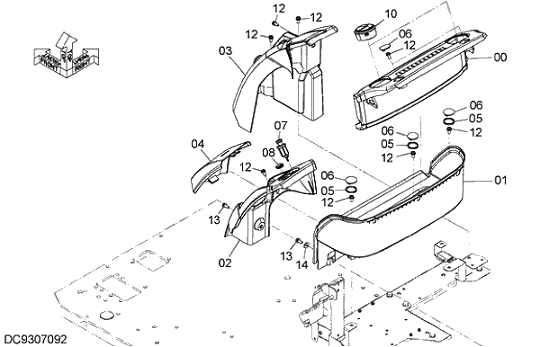 Схема запчастей Hitachi ZX350LCK-5G - 014 REAR BOX 09 FLOOR PARTS