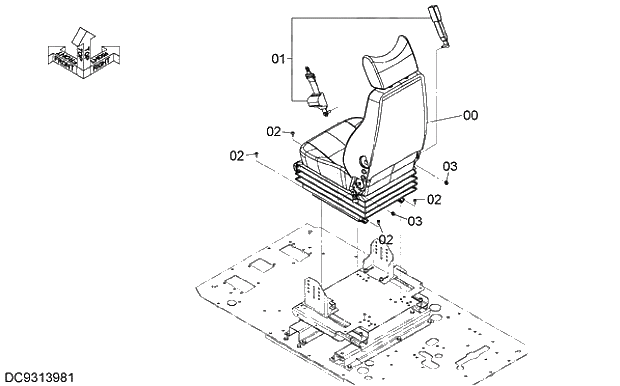 Схема запчастей Hitachi ZX350LCK-5G - 022 SUSPENSION SEAT PARTS 09 FLOOR PARTS
