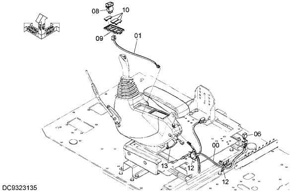 Схема запчастей Hitachi ZX350LCK-5G - 029 HEATER SEAT PARTS 09 FLOOR PARTS