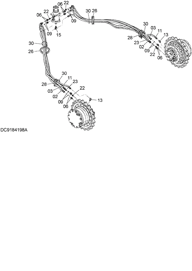 Схема запчастей Hitachi ZX120-E - 236_TRAVEL PIPING (STD. TRACK) (060001-). 02 UNDERCARRIAGE