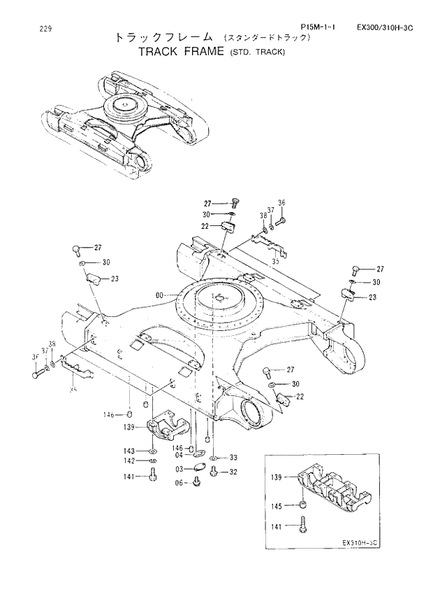 Схема запчастей Hitachi EX310LCH-3C - 229 TRACK FRAME STD. TRACK. 02 UNDERCARRIAGE