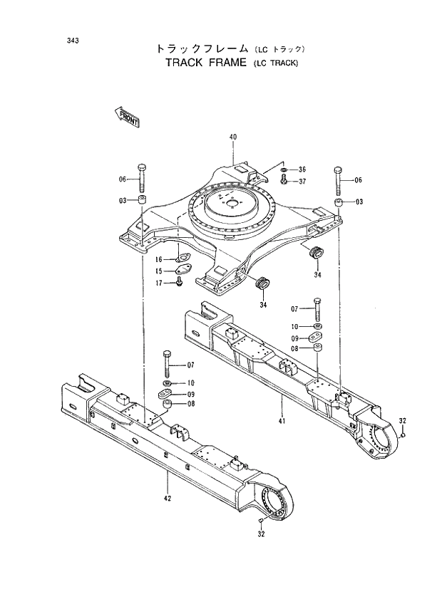 Схема запчастей Hitachi EX450LC-5 - 343 TRACK FRAME (LC TRACK) 02 UNDERCARRIAGE
