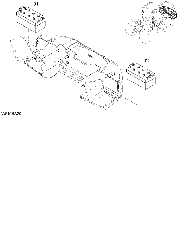 Схема запчастей Hitachi ZW220 - 133_LARGE CAPACITY BATTERY(BA002) (000101-004999, 005101-). 05 ELECTRICAL SYSTEM