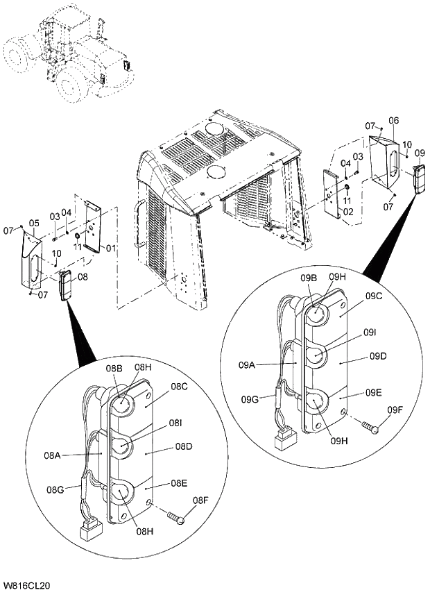 Схема запчастей Hitachi ZW220 - 146_REAR COMBINATION LAMP 6CG,HCG,HEG,HXG (CLR001) (005101-). 05 ELECTRICAL SYSTEM