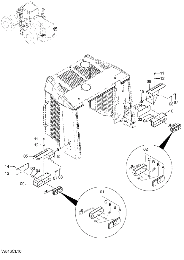 Схема запчастей Hitachi ZW220 - 147_REAR COMBINATION LAMP H3G,HEG,HSG,HXG (CLR003) (000101-004999, 005101-). 05 ELECTRICAL SYSTEM