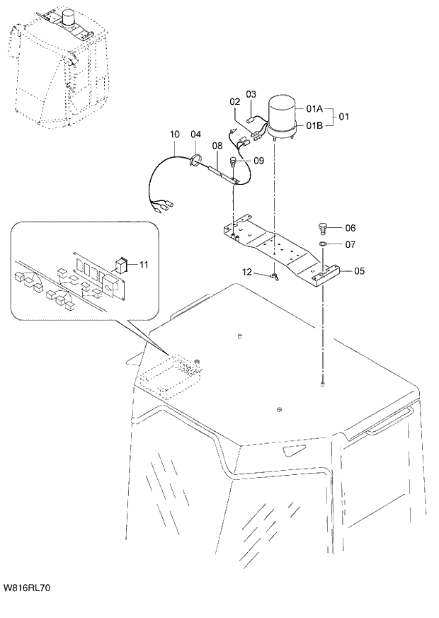 Схема запчастей Hitachi ZW220 - 153_YELLOW ROTARY BEACON 6CG,HCG (RLY201) (005101-007999). 05 ELECTRICAL SYSTEM