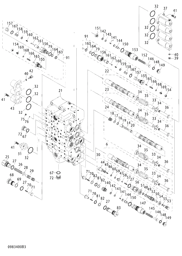 Схема запчастей Hitachi ZX870H-3 - 019 VALVE CONTROL (3-4) (020001-020479). 03 VALVE