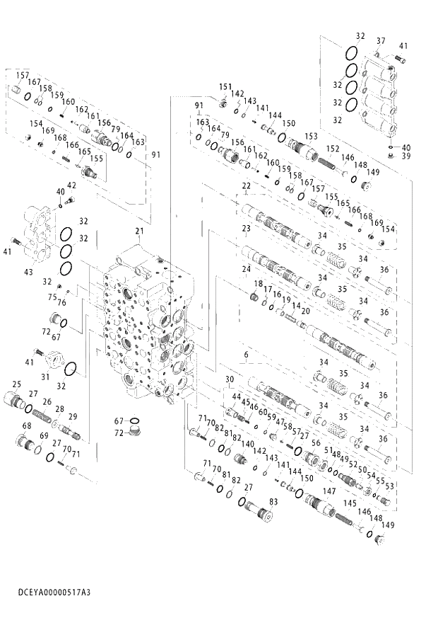 Схема запчастей Hitachi ZX850LC-3 - 027 VALVE CONTROL (3-4) (020997-). 03 VALVE