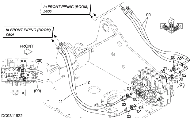 Схема запчастей Hitachi ZX250K-5G - 002 MAIN PIPING (2) 05 HYDRAULIC PIPING (MAIN)