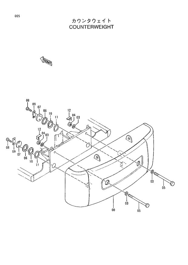 Схема запчастей Hitachi EX400LC-3 - 005 COUNTERWEIGHT (005001 -). 01 UPPERSTRUCTURE
