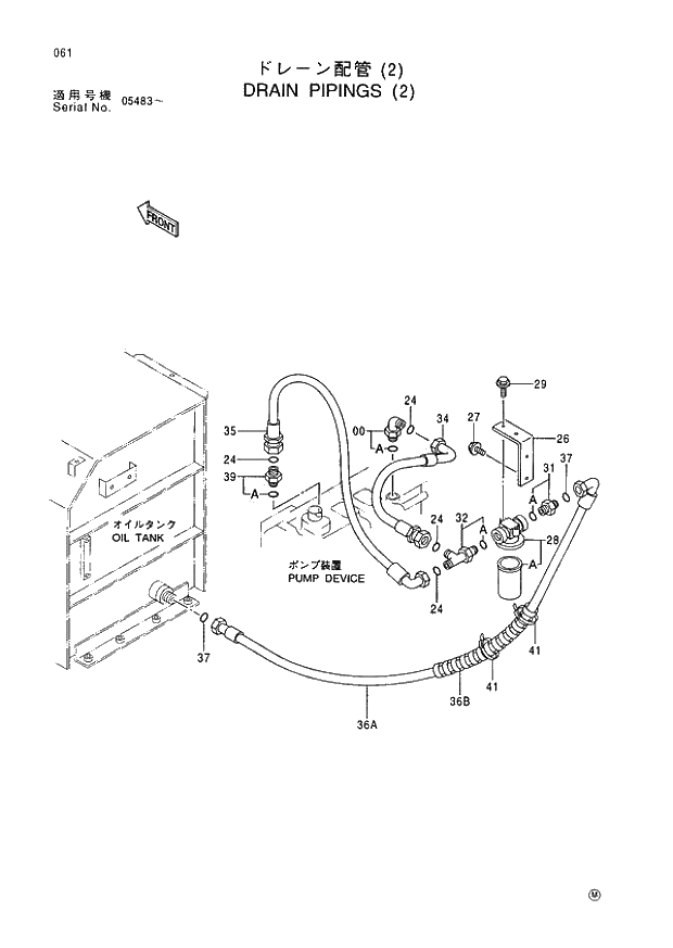 Схема запчастей Hitachi EX400LC-3 - 061 DRAIN PIPINGS (2) (005001 -). 01 UPPERSTRUCTURE