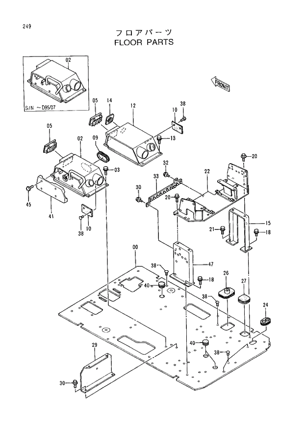 Схема запчастей Hitachi EX400-3 - 249 FLOOR PARTS (005001 -). 01 UPPERSTRUCTURE