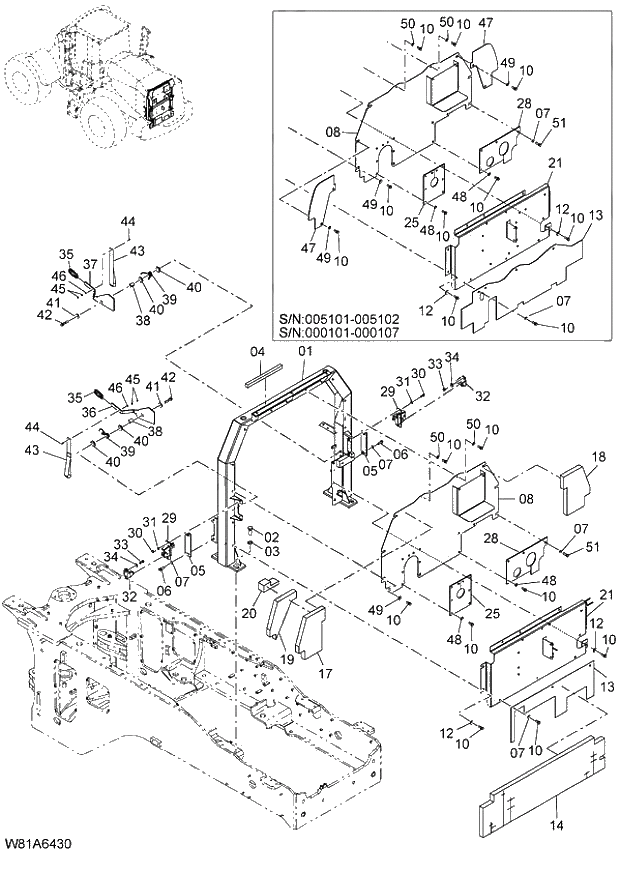 Схема запчастей Hitachi ZW250 - 047_COVER(5) (000101-004999, 005101-). 03 CHASSIS