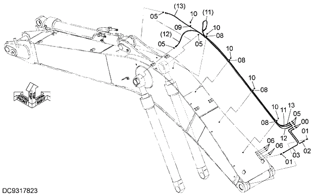 Схема запчастей Hitachi ZX330LC-5G - 004 LUBRICATE PIPING 12 FRONT-END ATTACHMENTS