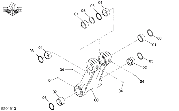 Схема запчастей Hitachi ZX350LCK-5G - 010 A LINK 12 FRONT-END ATTACHMENTS